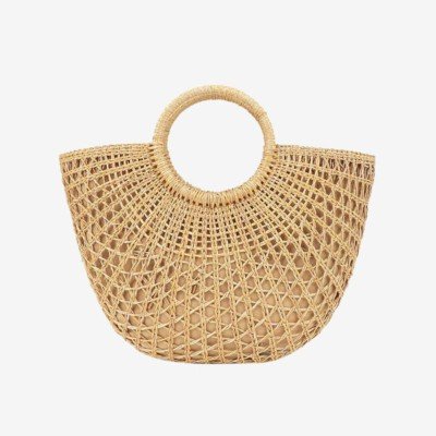 Circle Handle Straw Bag